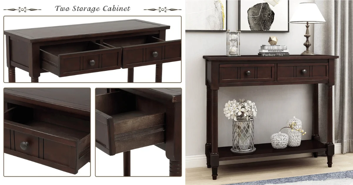 TREXM 35'' Console Table with 2 Storage Drawer